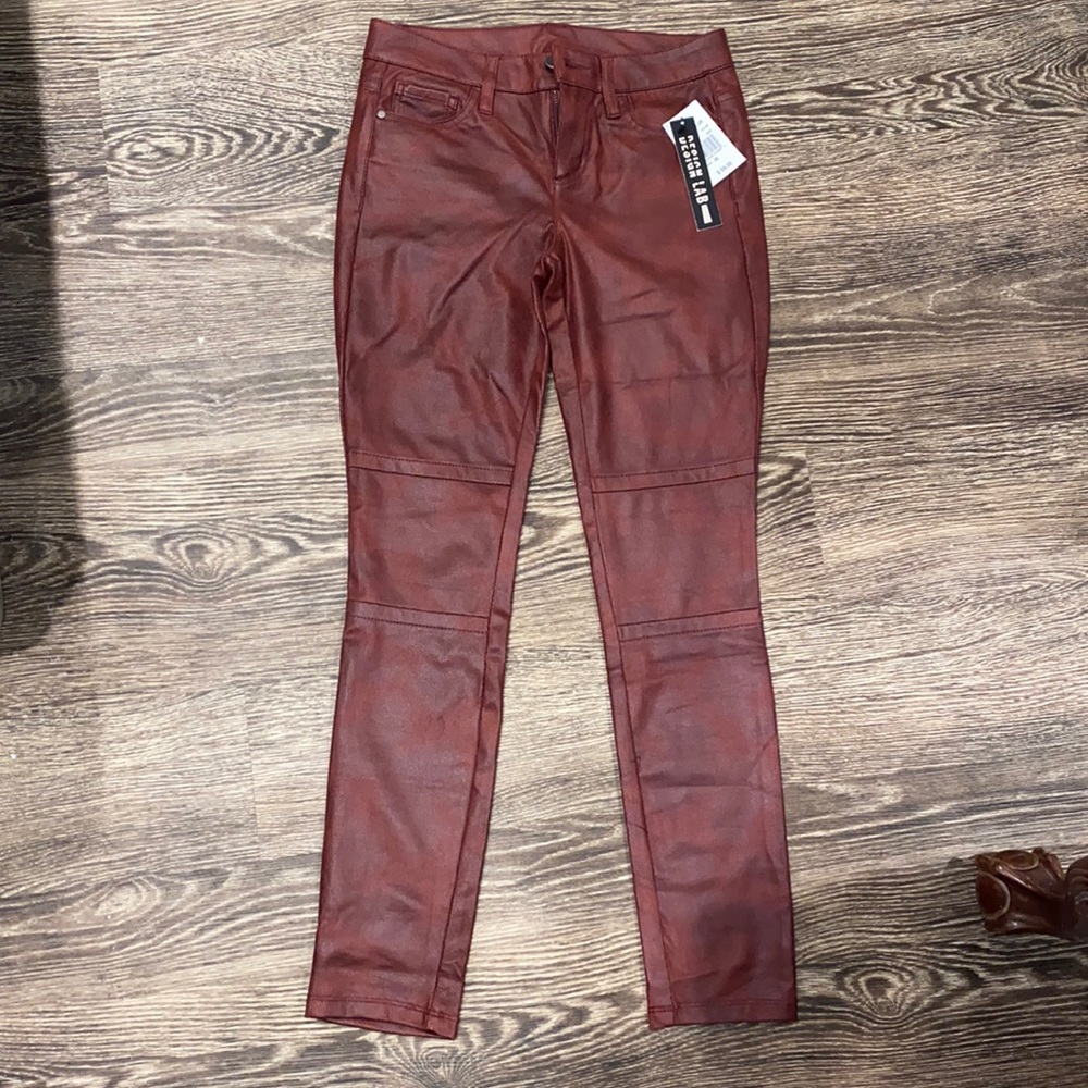 Red faux leather pants size 26